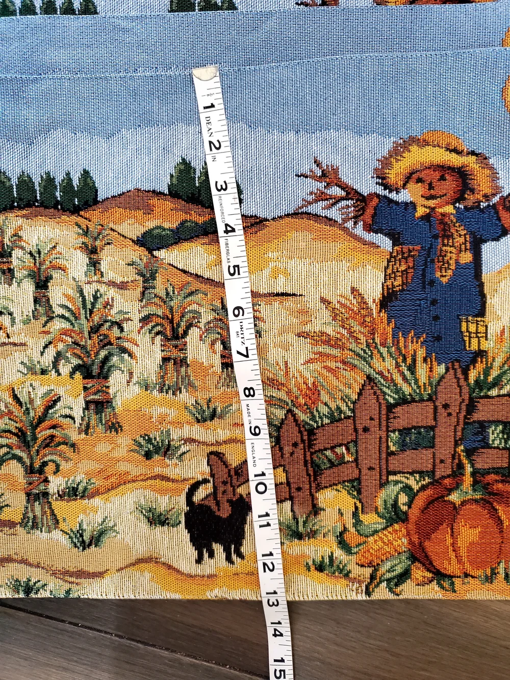 Autumn Harvest Scarecrow Decorative Placemat Set of 4 - Blue and Gold NEW